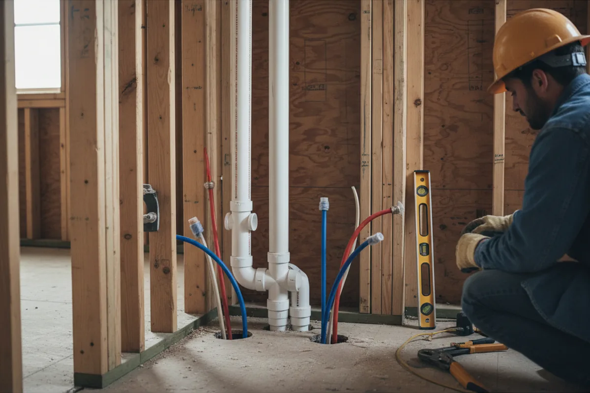 Drain and supply rough-in during Drain Cleaning in Oliver