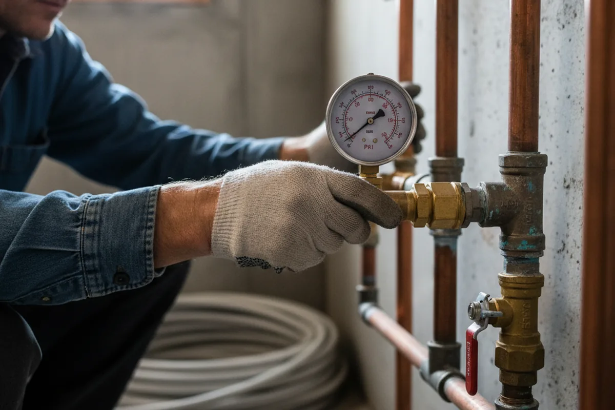Pressure testing a repaired line during Water Line Repair in Oliver